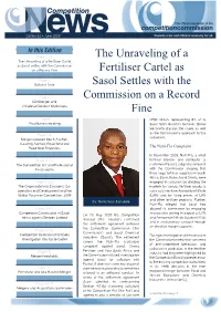 The Unraveling of a Fertiliser Cartel As Sasol Settles with the Commission on a Record Fine Fertiliser Cartel As