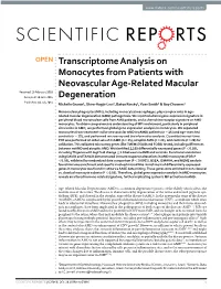 Transcriptome Analysis on Monocytes from Patients With