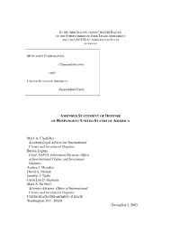 U.S. Amended Statement of Defense