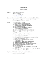 1 Curriculum Vitae Michael J. Mikoś Address
