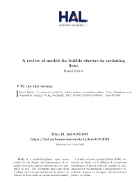 A Review of Models for Bubble Clusters in Cavitating Flows Daniel Fuster