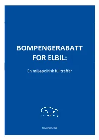 Bompengerabatt for Elbiler