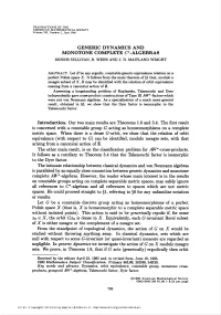 Generic Dynamics and Monotone Complete G*-Algebras Dennis Sullivan,B