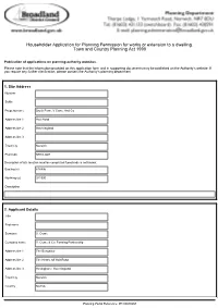 Householder Application for Planning Permission for Works Or Extension to a Dwelling