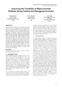 Improving the Testability of Object-Oriented Software During Testing and Debugging Processes