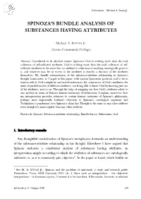 Spinoza's Bundle Analysis of Substances Having