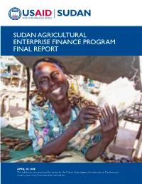Sudan Agricultural Enterprise Finance Program Final Report