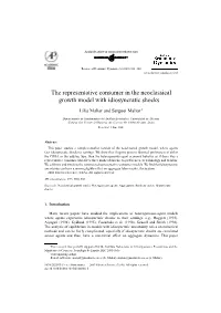 The Representative Consumer in the Neoclassical Growth Model with Idiosyncratic Shocks ✩