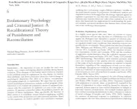 A Recalibrational Theory Ofpunishment and Reconciliation