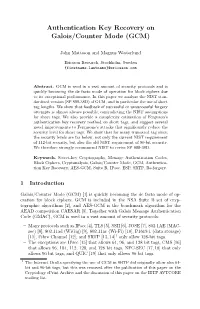 Authentication Key Recovery on Galois/Counter Mode (GCM)