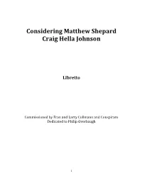 Considering Matthew Shepard Craig Hella Johnson