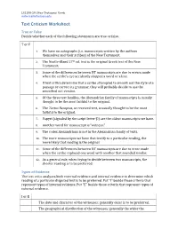 Text Criticism Worksheet True Or False Decide Whether Each of the Following Statements Are True Or False