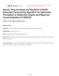 Atomic Ring Invariant and Modi Ed CANON Extended Connectivity