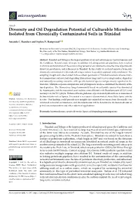 Diversity and Oil Degradation Potential of Culturable Microbes Isolated from Chronically Contaminated Soils in Trinidad