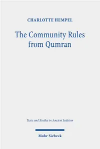 The Community Rules from Qumran a Commentary
