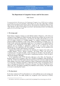 The Department of Linguistic Science and Its Successors