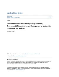 The Psychology of Racism, Environmental Discrimination, and the Argument for Modernizing Equal Protection Analysis