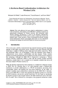 A Kerberos-Based Authentication Architecture for Wireless Lans