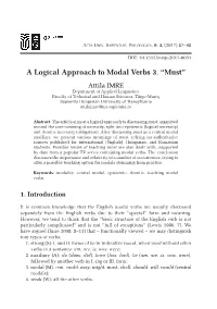 A Logical Approach to Modal Verbs 3