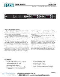 AVA 22D Data Sheet