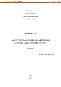 Roll Eesti Riigi Loomisel Ja Edendamisel (1917-1940)