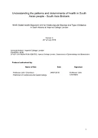 Understanding the Patterns and Determinants of Health in South Asian People - South Asia Biobank