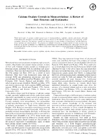 Calcium Oxalate Crystals in Monocotyledons: a Review of Their Structure and Systematics