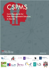 Core Standards for Pain Management Services in the UK