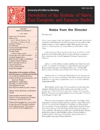 Fall 2007 Volume 24, Number 3 Notes from the Director