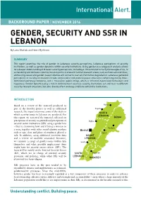 Gender, Security and SSR in Lebanon | Background Paper 1