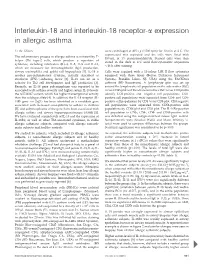 Interleukin-18 and Interleukin-18 Receptor-A Expression in Allergic Asthma
