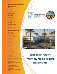 Monthly Noise Report Steve Spurlock Superintendent of Safety and Security January 2018