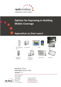 Options for Improving In-Building Mobile Coverage