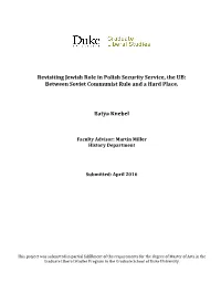 Revisiting Jewish Role in Polish Security Service, the UB: Between Soviet Communist Rule and a Hard Place