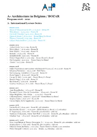 A+ Architecture in Belgium / BOZAR Program 2006 – 2020 A