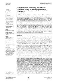 An Evaluation for Harnessing Low-Enthalpy Geothermal Energy In