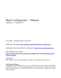 Hard Configurator - Manual Version 4.1.1.1 (July 2019)