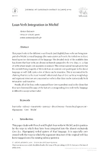 Loan Verb Integration in Michif