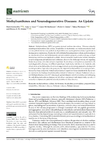 Methylxanthines and Neurodegenerative Diseases: an Update