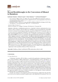 Recent Breakthroughs in the Conversion of Ethanol to Butadiene