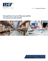 Recognition of Lack of Recoverability of Inventories (US GAAP)