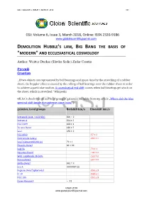 And Ecclesiastical Cosmology