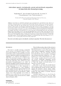 Antioxidant Capacity, Total Phenolic Content and Nutritional Composition of Asian Foods After Thermal Processing