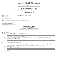 Facebook, Inc. (Name of Registrant As Specified in Its Charter) (Name of Person(S) Filing Proxy Statement If Other Than the Registrant)