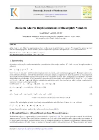 On Some Matrix Representations of Bicomplex Numbers