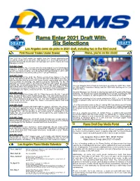 Rams Enter 2021 Draft with Six Selections