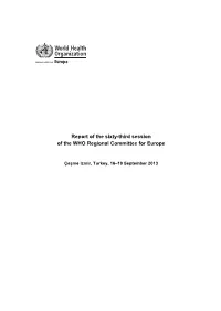 Report of the Sixty-Third Session of the WHO Regional Committee for Europe