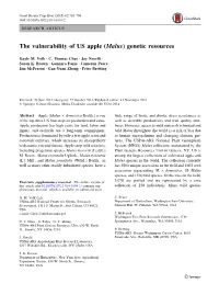 The Vulnerability of US Apple (Malus) Genetic Resources