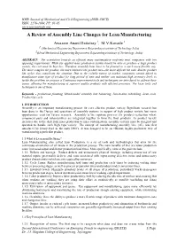 A Review of Assembly Line Changes for Lean Manufacturing