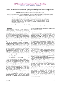 An Ion-Electron Recombination in Hydrogen/Helium Plasma at Low Temperatures